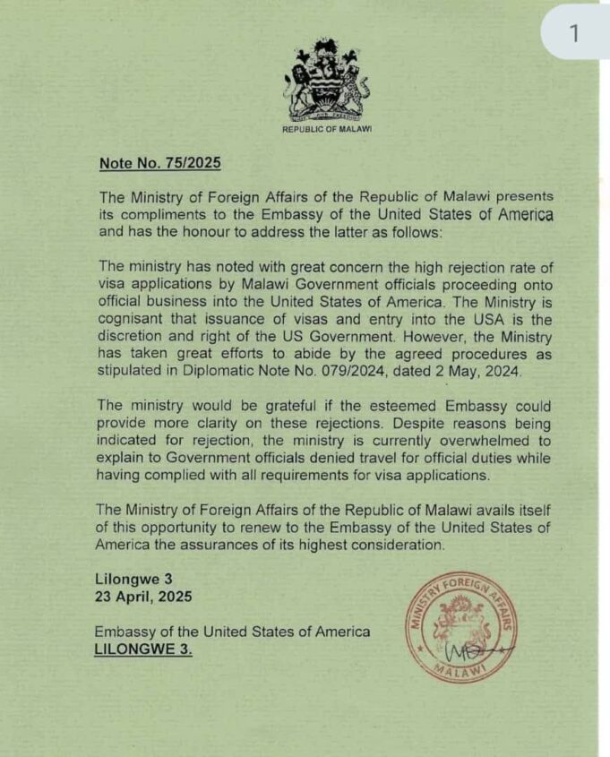 US Embassy Exposes Malawian Officials in Diplomatic Visa Scandal US Embassy Exposes Malawian Officials in Diplomatic Visa Scandal