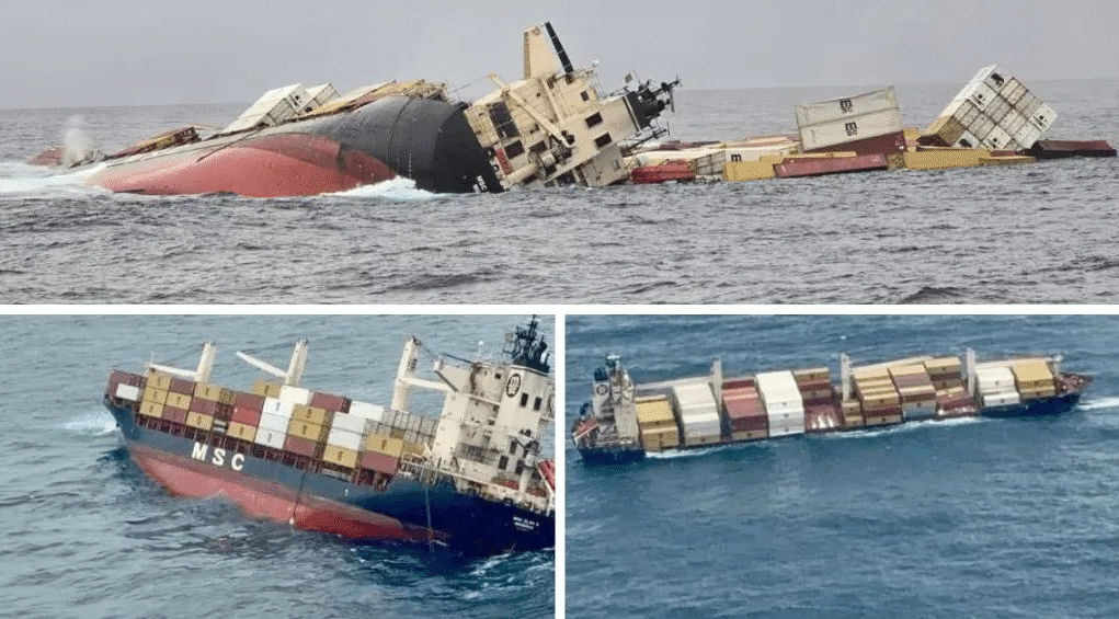 MSC container ship sinks off the coast of Kerala while transporting hazardous cargo The MSC container ship sinks off the coast of Kerala while transporting hazardous cargo.