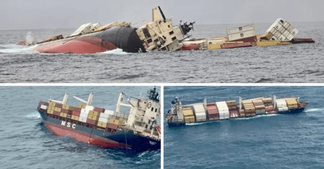 The MSC container ship sinks off the coast of Kerala while transporting hazardous cargo.