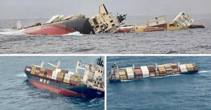 MSC container ship sinks off the coast of Kerala while transporting hazardous cargo The MSC container ship sinks off the coast of Kerala while transporting hazardous cargo.