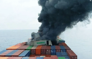 Four crew members are missing as a container ship blazes off India Four crew members are missing as a container ship blazes off India