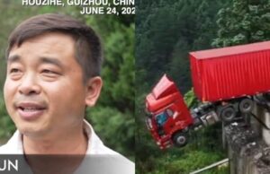 Lorry Suspended Over Collapsed Bridge in China with Driver Trapped Inside Lorry Suspended Over Collapsed Bridge in China with Driver Trapped Inside