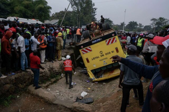 Bus carrying mourners from a funeral overturns in Kenya, killing 25 people
