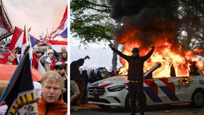 Violence erupts at right-wing demonstration in the Netherlands ahead of election Violence erupts at right-wing demonstration in the Netherlands ahead of election