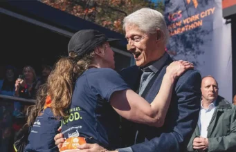 Bill Clinton Seen with Bandaged Nose at NYC Marathon Bill Clinton Seen with Bandaged Nose at NYC Marathon