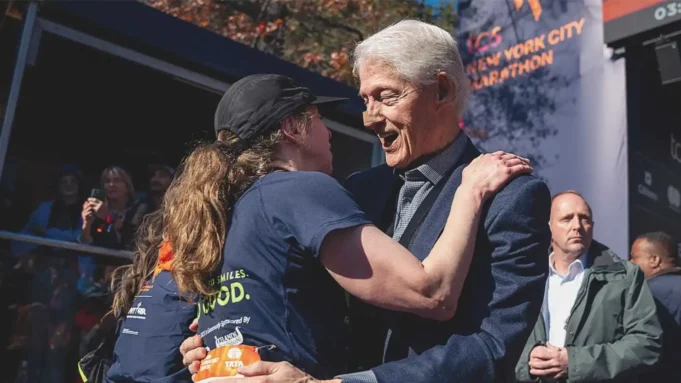 Bill Clinton Seen with Bandaged Nose at NYC Marathon Bill Clinton Seen with Bandaged Nose at NYC Marathon