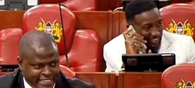 Leo Muthende On the Headlines After Being Captured Laughing On a Phone Call As Ndindi Nyoro Delivers an Important Speech in Parliament Just Few Days After Being Elected Photo Courtesy