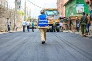 Governor Wavinya Ndeti launching the new bitumen road in Mlolongo Machakos