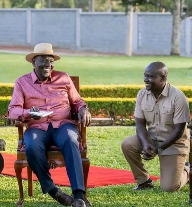 Kiminini MP Kakai Bisai Kneels Before President Ruto Begging for Development in His Region 