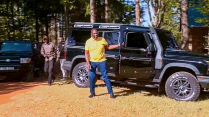 Pesa Iko!! President Ruto Seen Driving an Indigenous Multimillion Worth Car Model in His Local Area Koilel Photo Courtesy: The INEOS Grenadier Car)