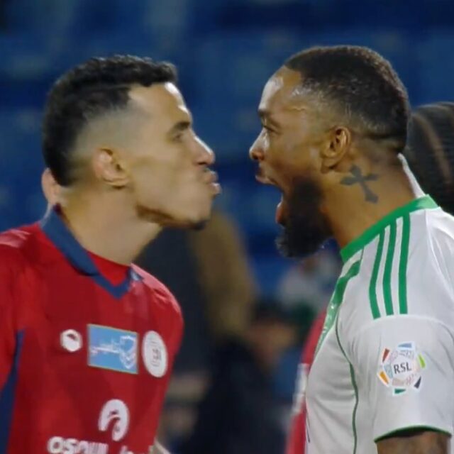 Wild Saudi League clip: Damac's Jamal Harkass tries to KISS Ivan Toney in the middle of a confrontation Wild Saudi League clip: Damac's Jamal Harkass tries to KISS Ivan Toney in the middle of a confrontation