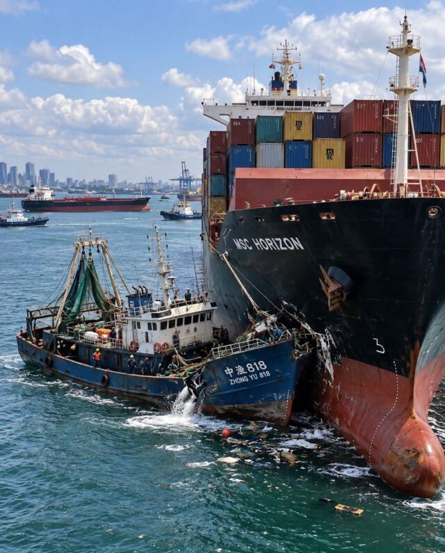 Panic at Sea as Chinese Fishing Vessel Collides With Cargo Ship Panic at Sea as Chinese Fishing Vessel Collides With Cargo Ship